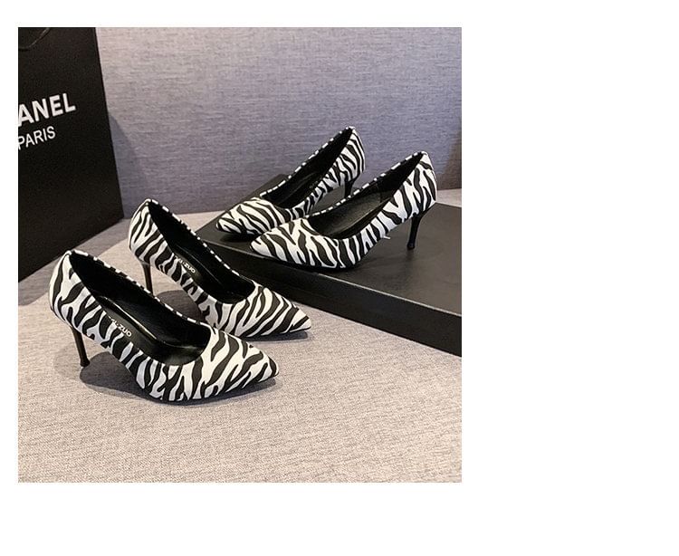 Pumps Pointed Stiletto Zebra Print Toe