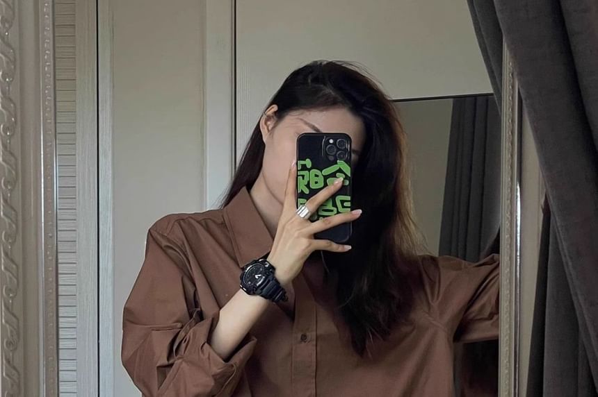 Plain Oversized Long-Sleeved Shirt