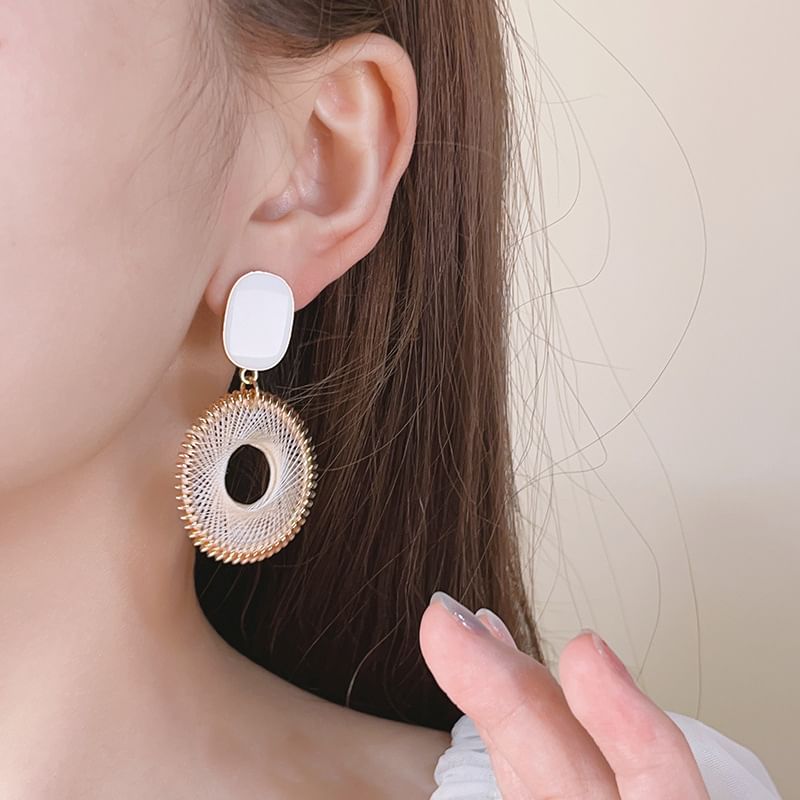 Alloy Drop Disc Woven Earring