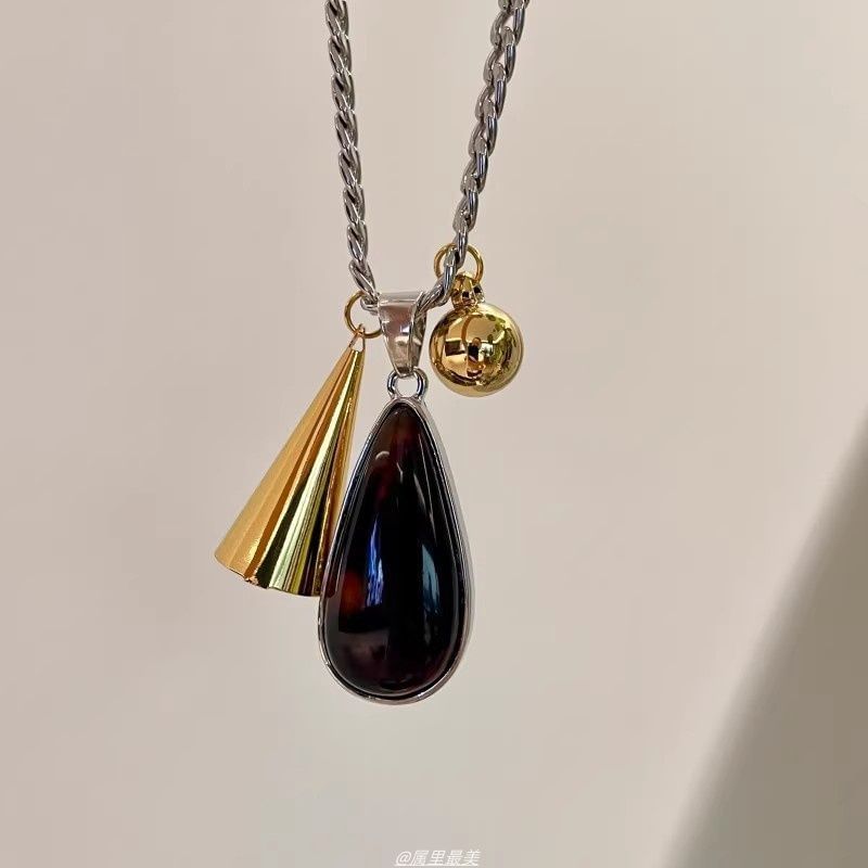 Cuban Pendant Chain Resin Droplet Necklace