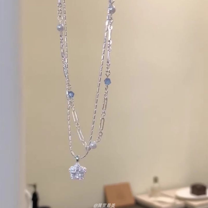 Star Faux Layered Choker Crystal Pendant Alloy