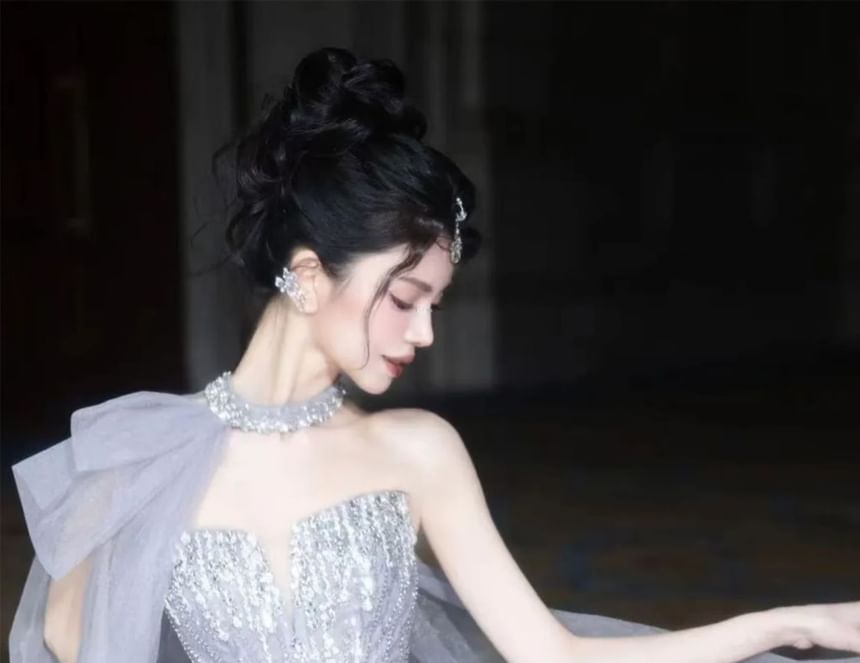 Gown Evening A-Line Strapless Sequin