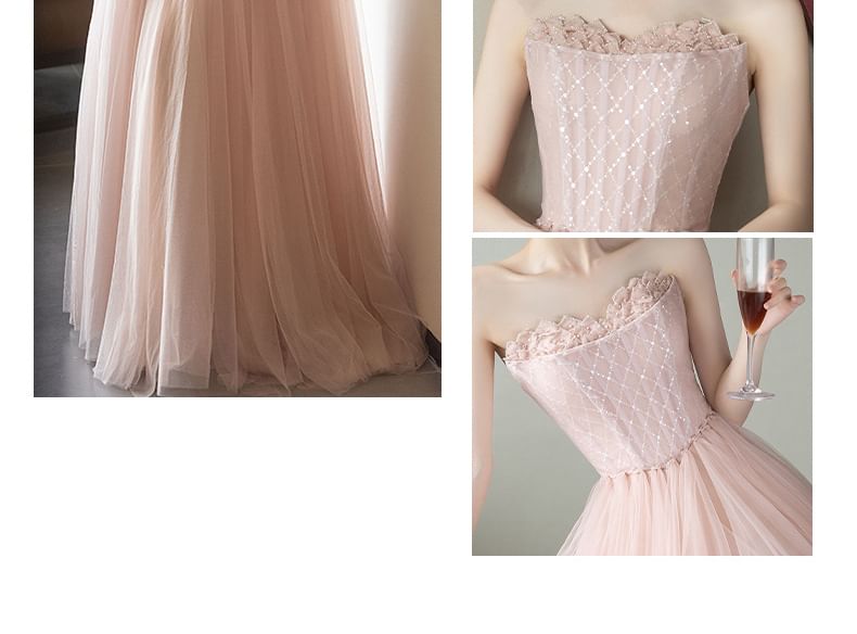 Strapless Lace A-Line Evening Gown