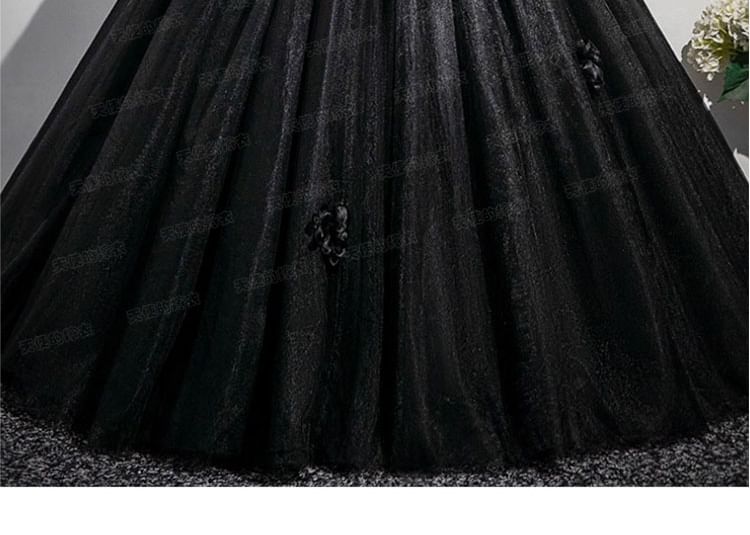 Off-Shoulder Flower Ball Gown