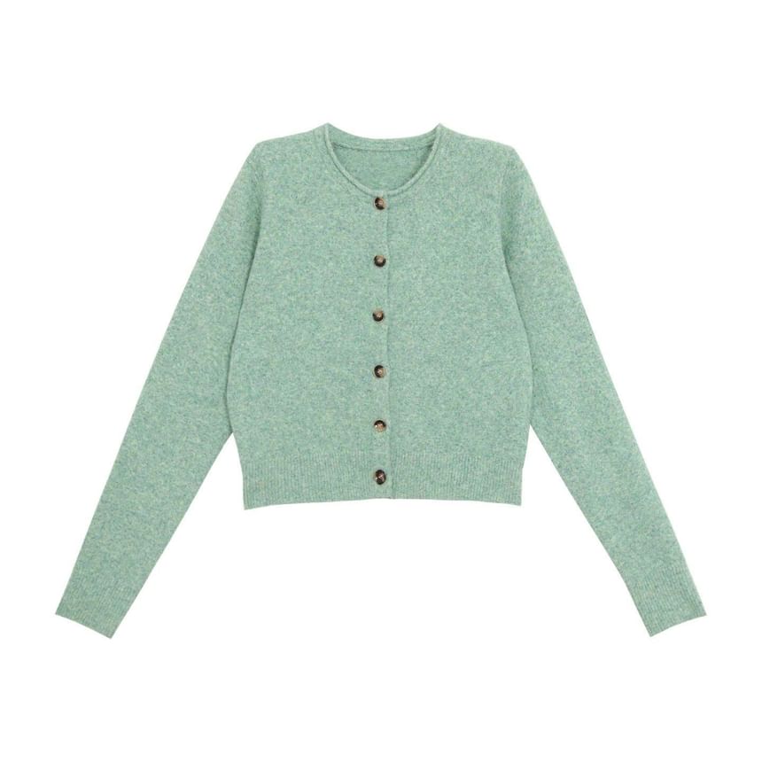 Round Neck Melange Cardigan