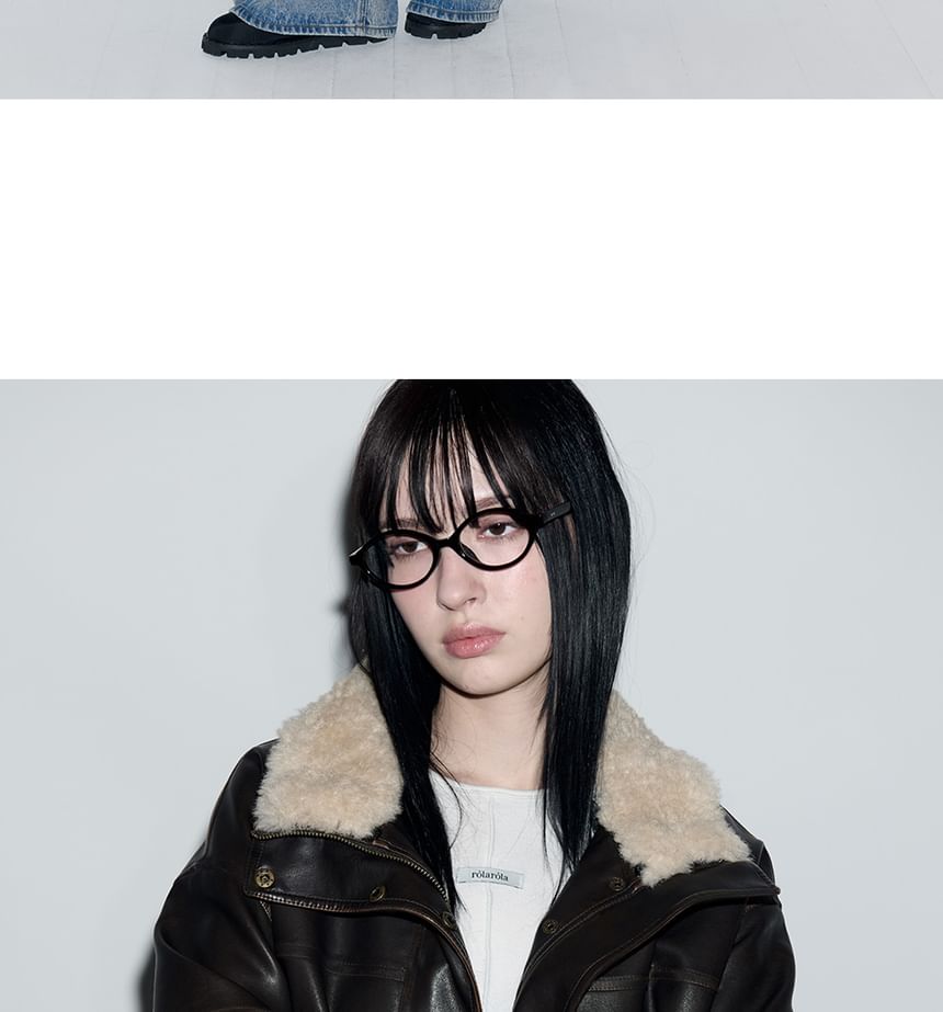 Fur-Collar Pleather Jacket (Brown)