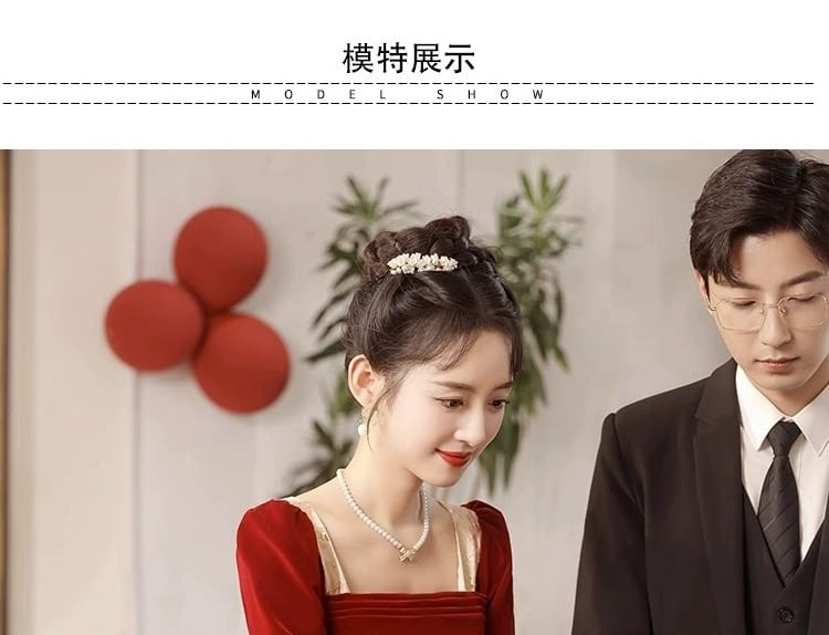 Long Sleeve Square Neck Velvet Panel Jacquard A-Line Evening Gown