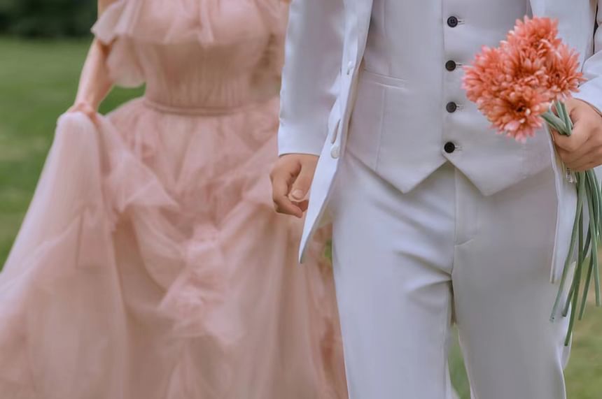 Spaghetti Strap Plain Ruffle Trim A-Line Evening Gown