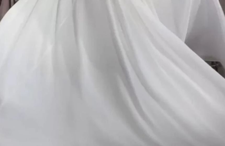 Sleeveless One Shoulder Plain Slit Panel Mesh A-Line Wedding Gown