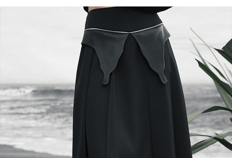 High Waist Faux Leather Asymmetrical Maxi A-Line Skirt