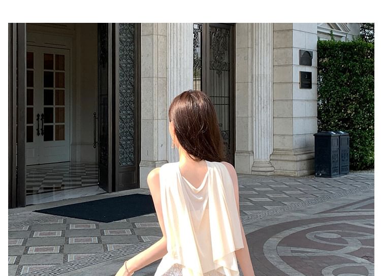 Elbow-Sleeve Glitter Mermaid Evening Gown