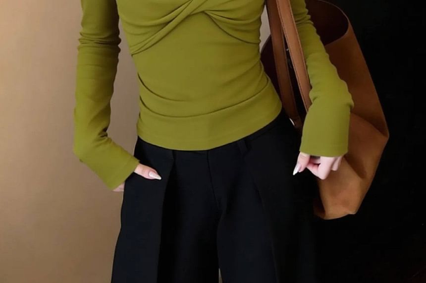 Twisted Halter Neck Long Sleeve Tee