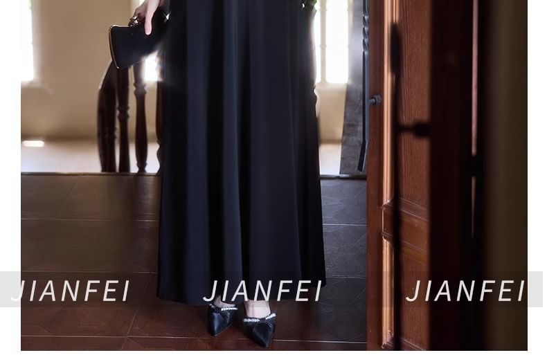 Short Sleeve Cold Shoulder Plain Beaded Keyhole A-Line Evening Dress