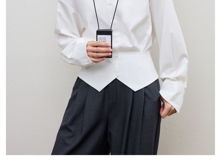 Drop-Shoulder Solid Shirt with Front Slit