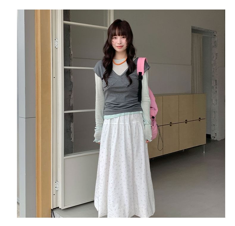 Slim Fit Cap Sleeve V-Neck Tee