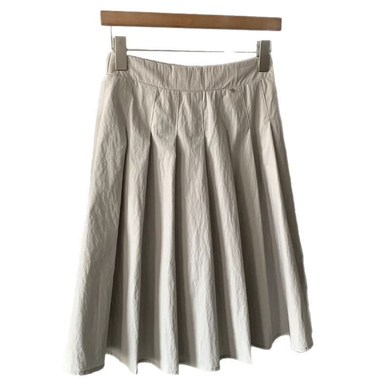 Black A-Line Skirt with Pleated Waist - Altfashion Shop