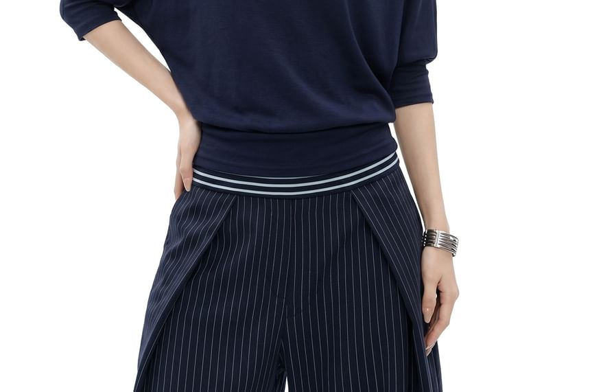 Halter Neck Striped Top Set with T-Shirt