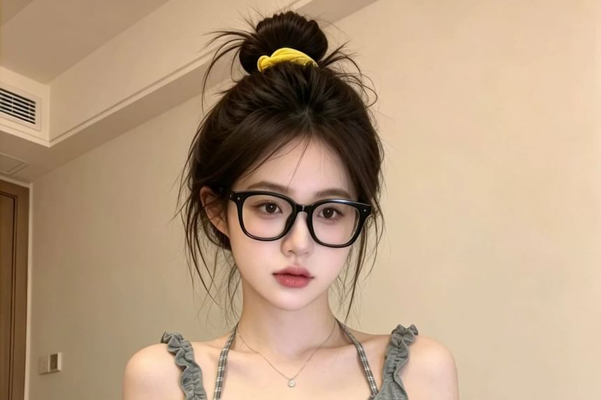 Halter Plaid Bow Mock Two Piece Camisole Top