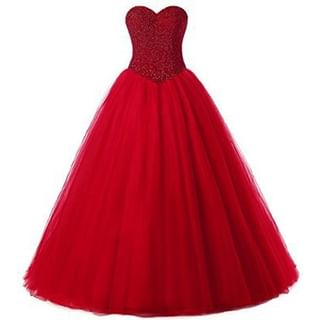 Wedding Mesh Gown Sequin Tube A-Line Panel Plain