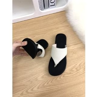 Faux Leather Slide Thong Sandals