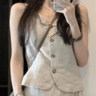 Sleeveless Solid Top with High Waist Maxi Flared Skirt
