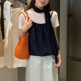 Crew Tee, Dotted Camisole & Scarf Set