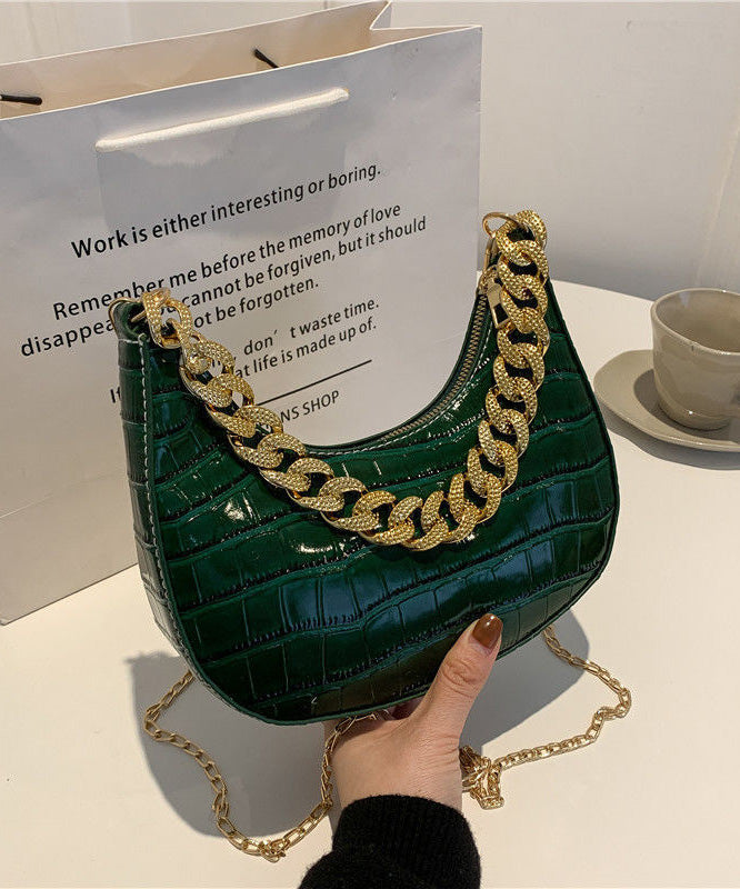 Modern Bags Linked Faux Green Shoulder Leather Chain