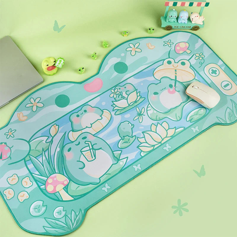 Kawaii Frog Game Desk Pad