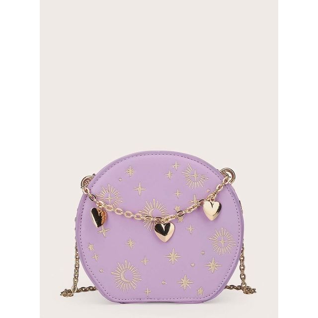 Embroidered Chain Crossbody Bag