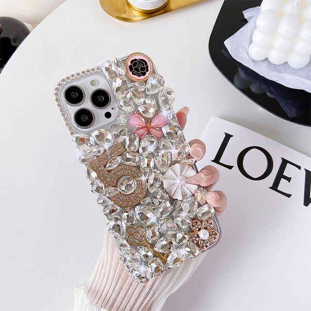 Numerical Faux Crystal Phone Case