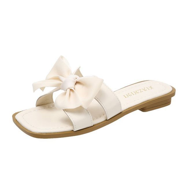 Bow Accent Slide Sandals