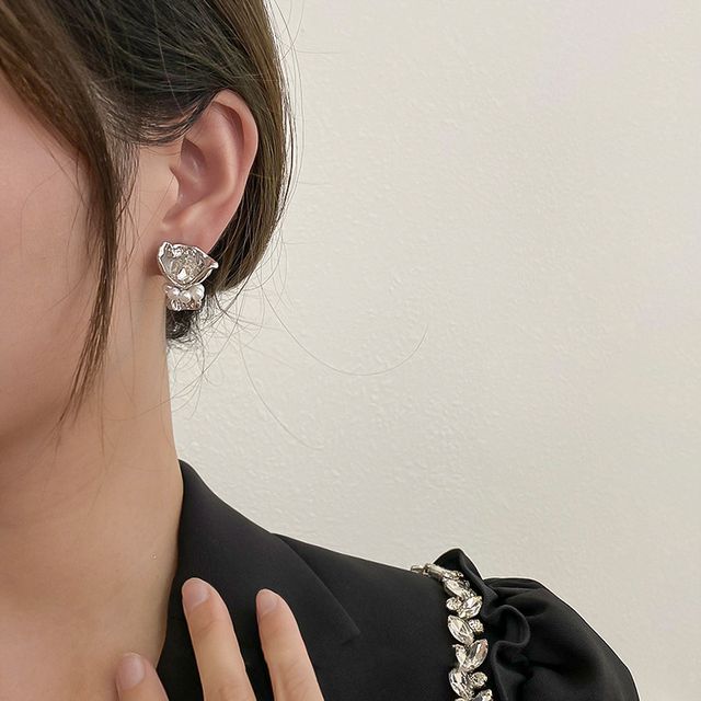 Flower Rhinestone Alloy Earring