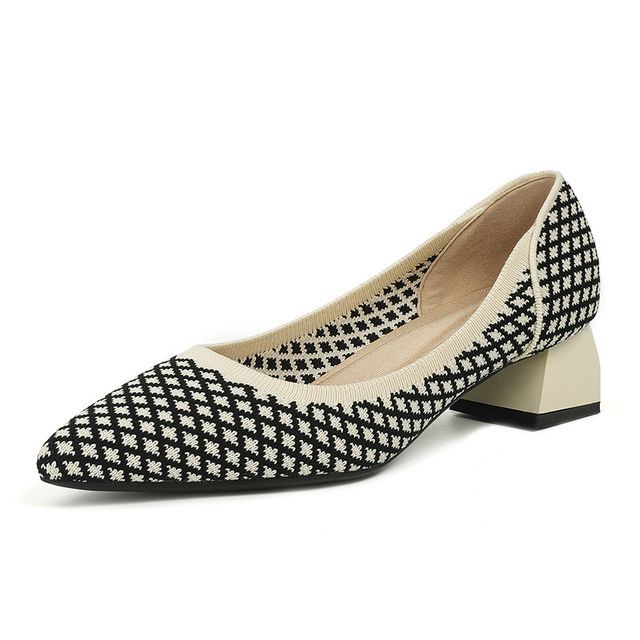 Block-Heel Pointed Woven Pumps