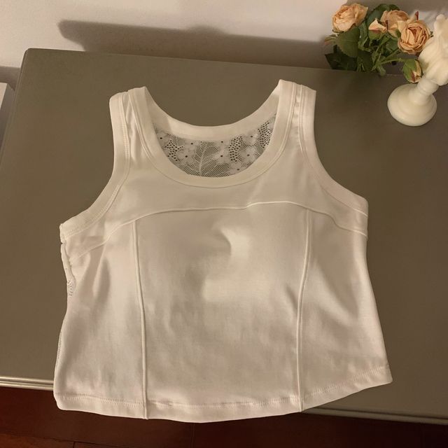 Padded Scoop-Neck Lace Tank