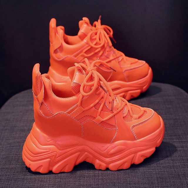 Platform Hidden Wedge Lace Up Sneakers