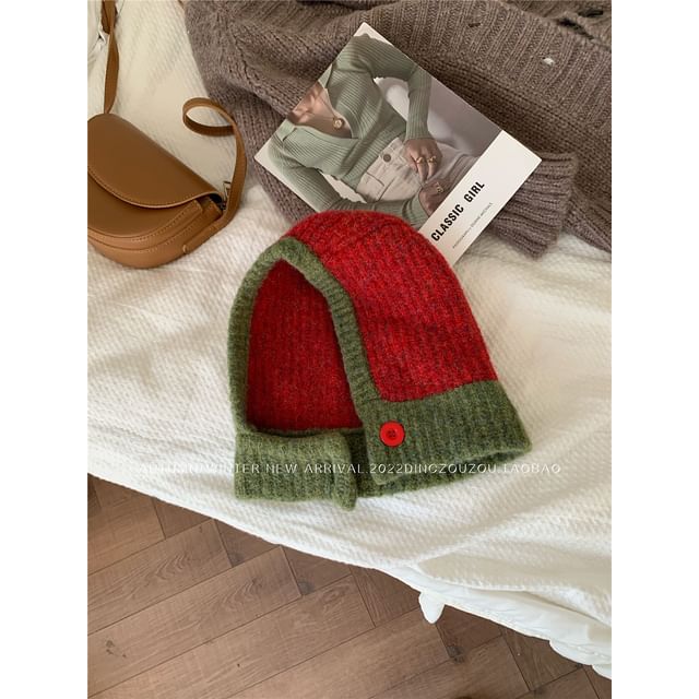 Contrast Trim Knit Balaclava