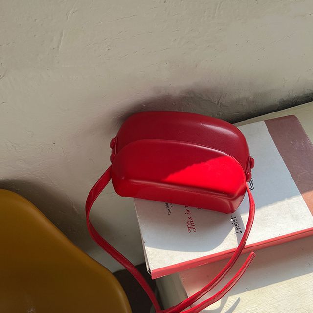 Faux Leather Buckled Flap Crossbody Bag