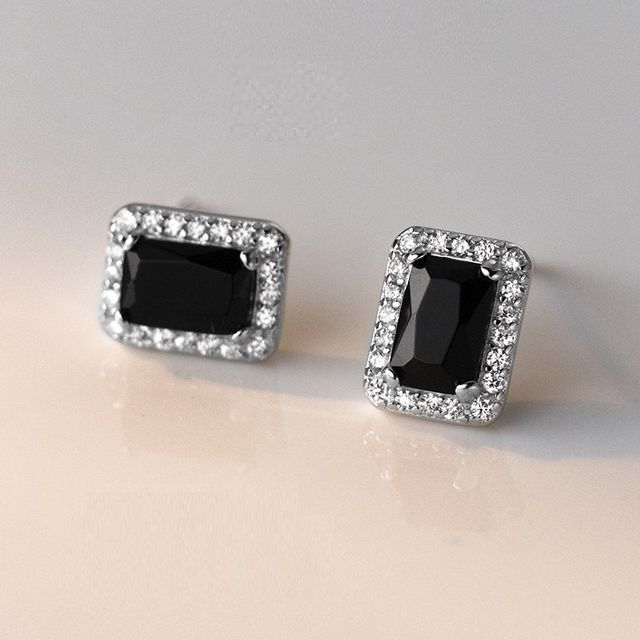 Sterling Silver Rhinestone Stud Earring