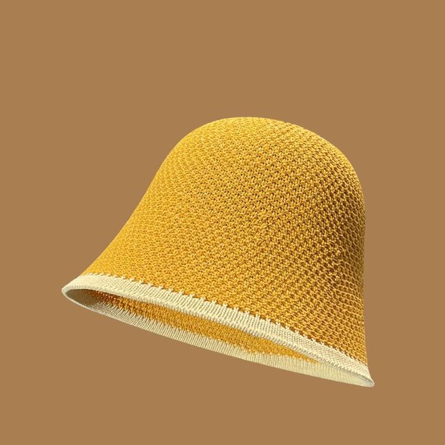 Plain Contrast Trim Knit Bucket Hat