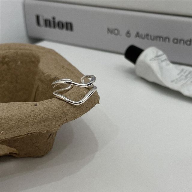 Geometric Alloy Ring / Wavy Layered Alloy Open Ring