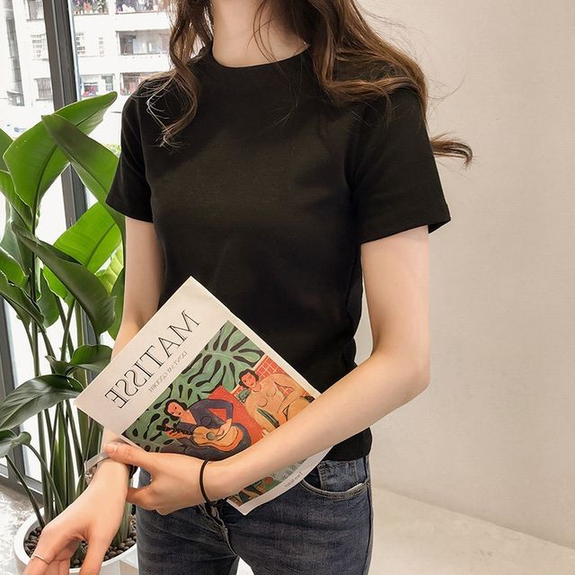 Short-Sleeve Round Neck Plain Tee