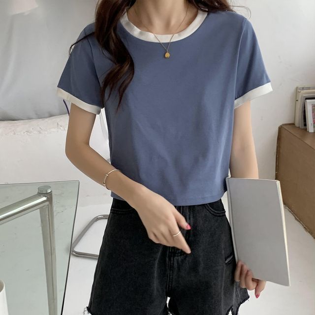 Short-Sleeve Round Neck Ringer T-Shirt