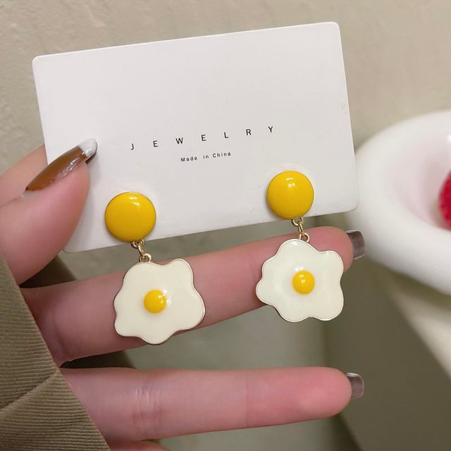 Fried Egg Glaze Alloy Drop Earring