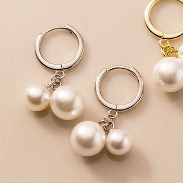 Faux Pearl Sterling Silver Drop Earring