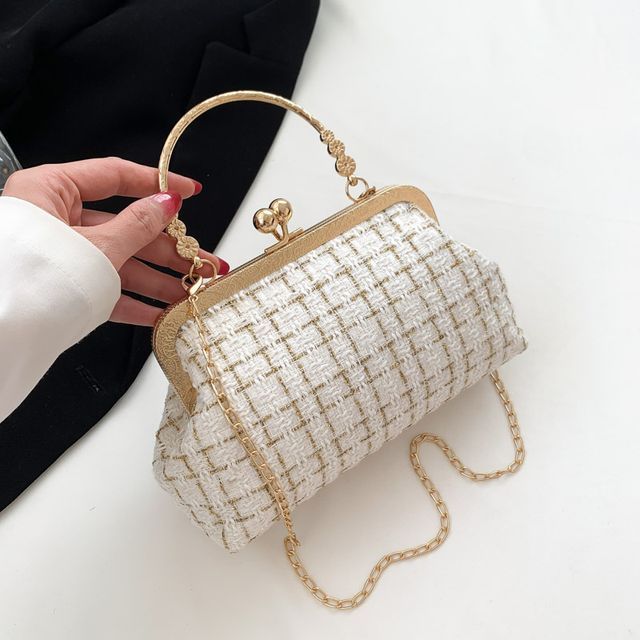 Plaid Chain Strap Crossbody Bag
