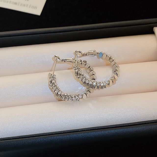Rhinestone Alloy Hoop Earring