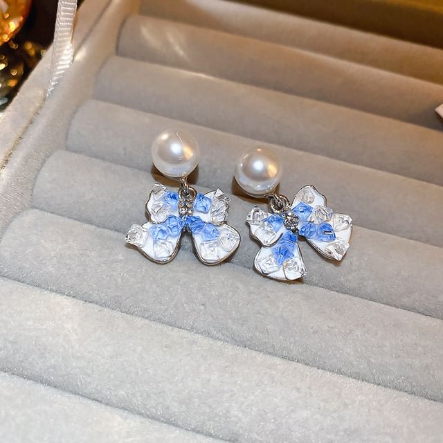 Bow / Floral Faux Pearl Alloy Earring (Various Designs)