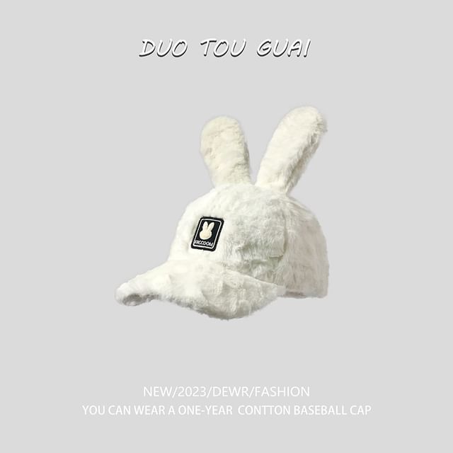 Applique Rabbit Ear Chenille Baseball Cap