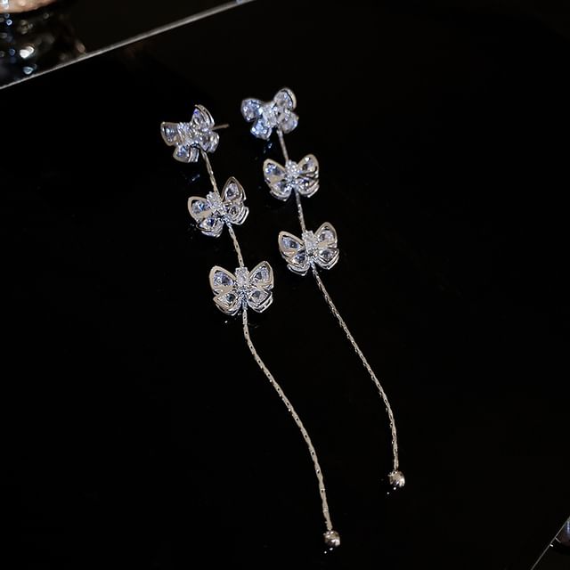Bow Rhinestone Drop Earring