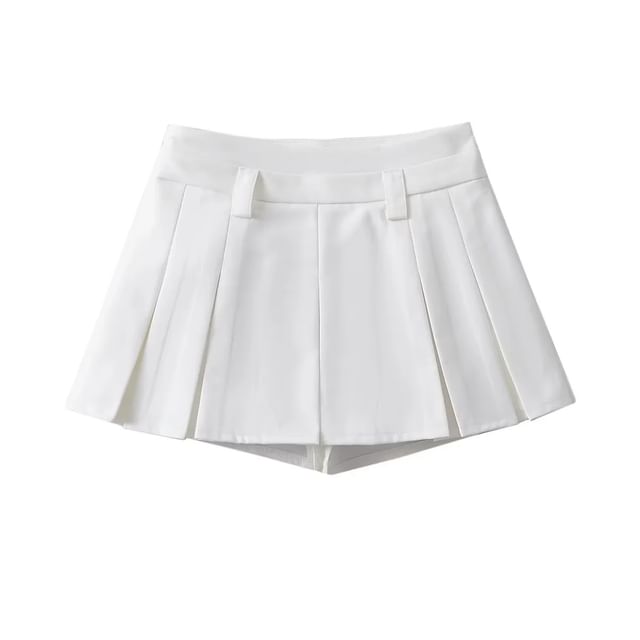 Low-Rise Color-Block Mini Pleated A-Line Skirt